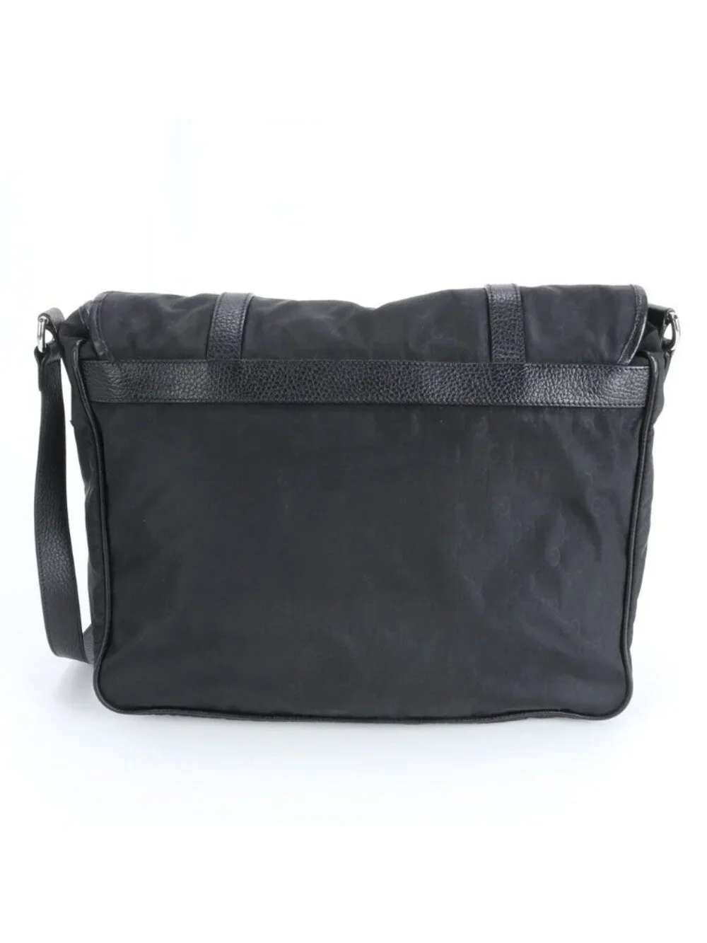 Gucci GG Nylon Leather Shoulder Bag Crossbody Messenger Black